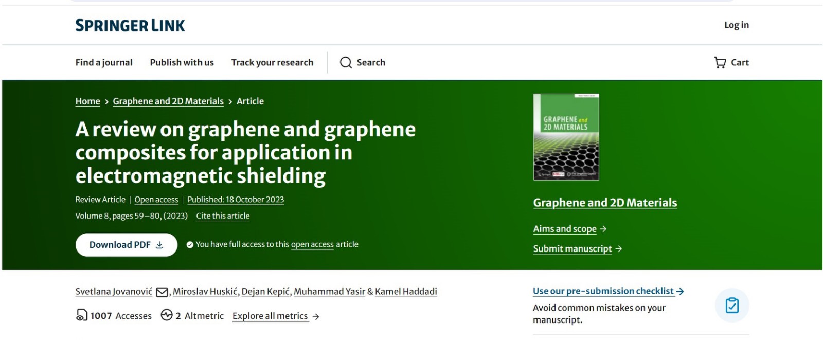 A review on graphene and graphene composites for application in electromagnetic shielding